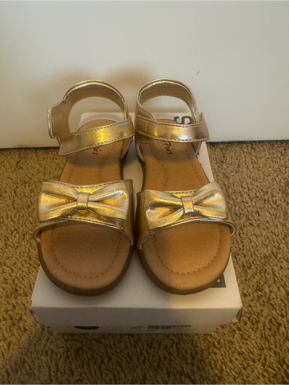 Girls' Metallic Gold Bow Sandals - Kids Shoes
